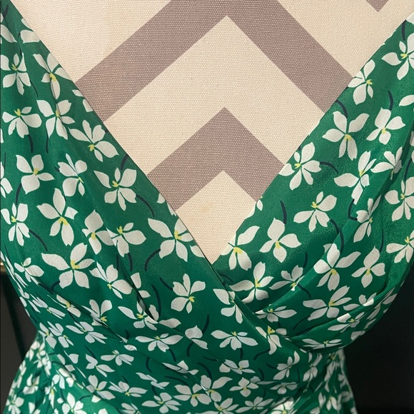 ELIZA J Green White Floral Print High Low Faux Wrap Midi - Picture 4 of 7